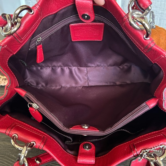 Coach Penelope Red Pebbled Leather Carryall Satchel Bag! - Picture 2 of 14